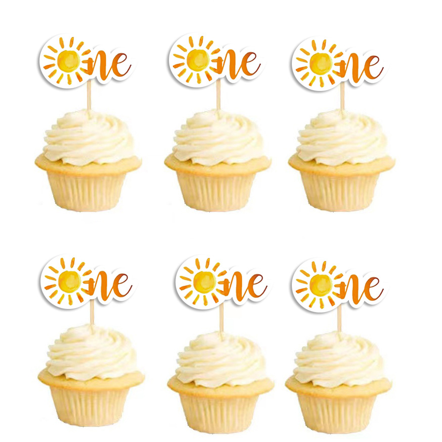 Amazon transfronteriza nueva tarjeta de pastel de palo de fruta desechable ONE Sun Carnival party decoración de postres