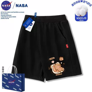 NASA卡皮巴拉卡通可爱短裤男女童装时尚五分裤中大童百搭休闲裤
