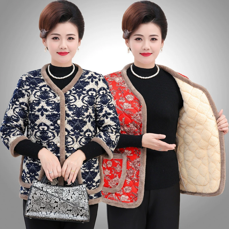 Средний и пожилой женский осенний и зимний модный новый семипостельный рукав плюс бархатный жилет
