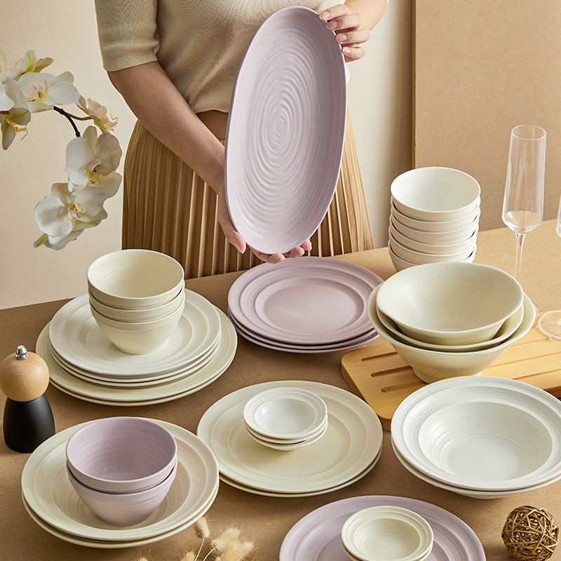 Dishes, Plates, Ceramic Tableware, High-Looking Household Underglaze Color Dishes, B&B Restaurants, Commercial Soup Bowls and Plates, Source Factory