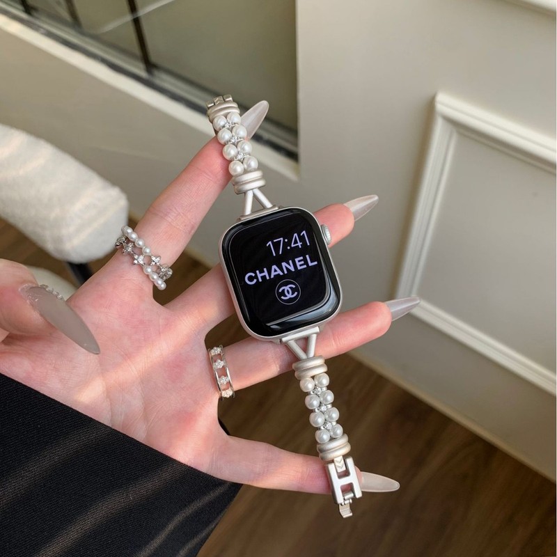 适用于苹果iwatchSE109876手表带FIT4华为GT5珍珠小香风小米89pro|undefined