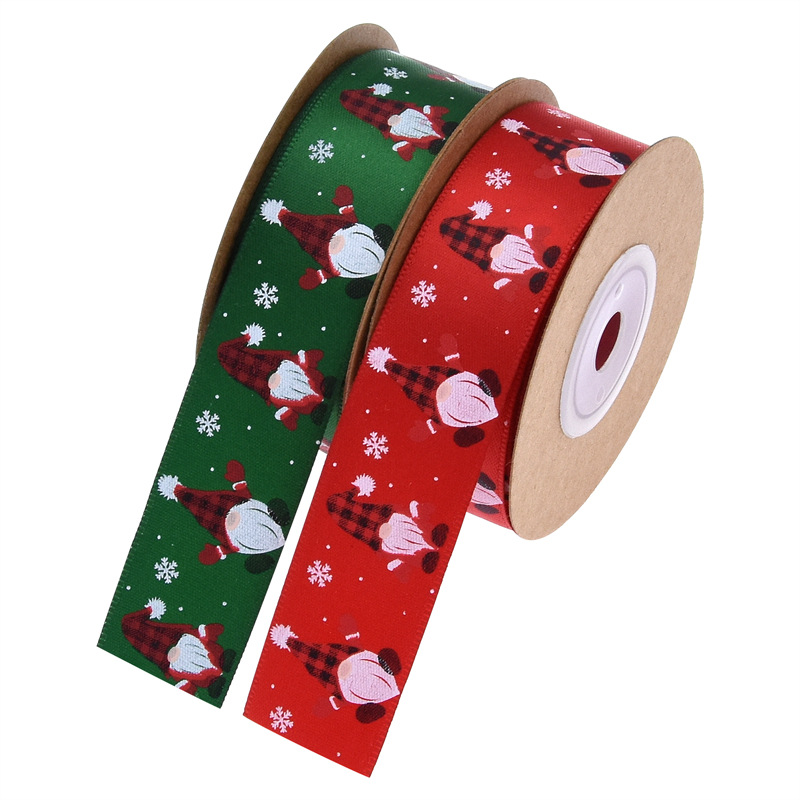 Transfronterizo nuevo impresión enano enano forjado cinta de regalo de Navidad cinta de dibujos animados Santa Claus 10 yardas