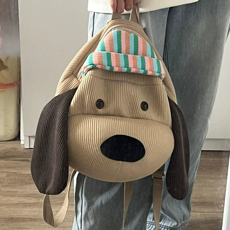 Рюкзак cute вместительный для ноутбука и школы, хаки, малый и большой, карточный карман в виде собаки