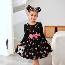 跨境热销女童连衣裙秋季新款中小童圆领长袖公主裙休闲儿童装童裙