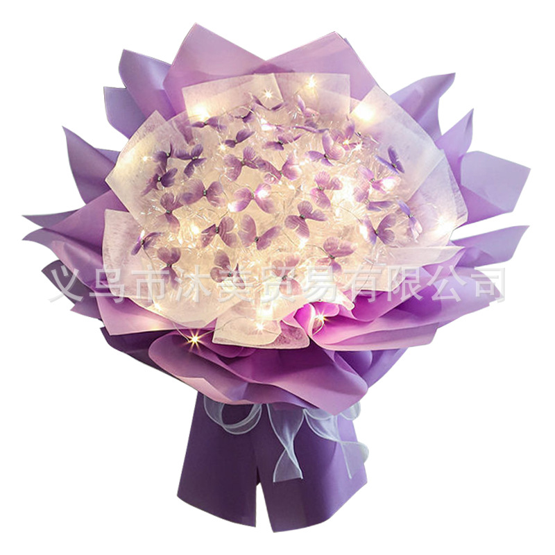 Paquete de material de ramo de bricolaje de mariposa de simulación transfronteriza, regalo de cumpleaños para niña, regalo de San Valentín para novia