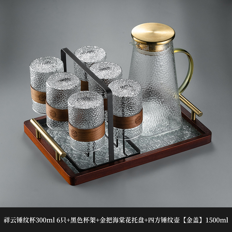 Nuevo chino patrón vertical taza de vidrio hogar de alta temperatura resistente taza de té hervidor de agua traje taza de beber anti-escaldado sala de estar hospitalidad