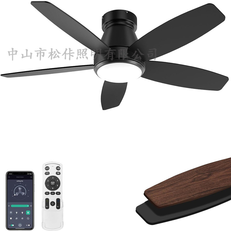 Cross-Border Fan Lamp Amazon Best-Selling 42-Inch 5-Blade Ceiling Fan Lamp Three-Color Stepless Dimming Remote Control App Control Cross-Border Fan Lamp Amazon Best-Selling 42-Inch 5-Blade Ceiling Fan Lamp Three-Color Stepless Dimming Remote Control App Control