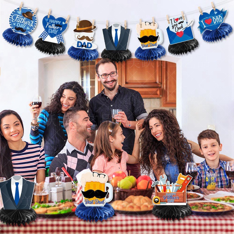 Mesa de decoración de escritorio de día de padre feliz decoración de panal decoración de fiesta de día de padre transfronterizo