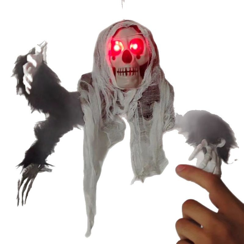 Halloween acústica luminosa araña horrores accesorios casa embrujada decoración calavera gaza colgar pelusa fantasma