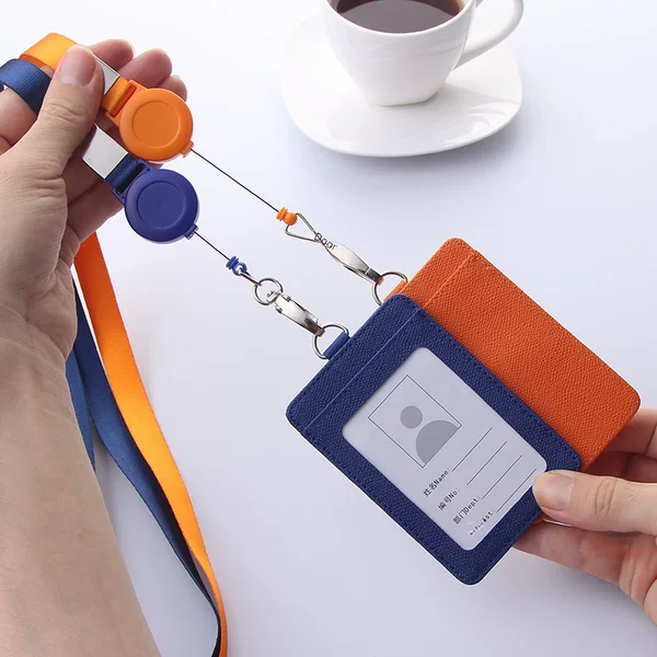 Factory wholesale ID card set badge set work card employee factory card student school card set pu card set telescopic buckle lanyard