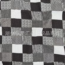 精梳棉黑白格子斜纹沙卡面料批发韩版数码印花童装女装家居服布料