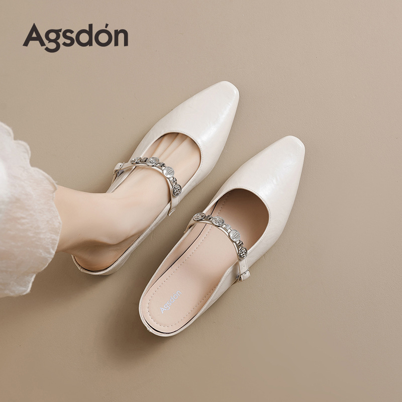 Augustion Baotou pantuflas mujeres verano 2025 nueva moda francesa para llevar sandalias Mary Jane