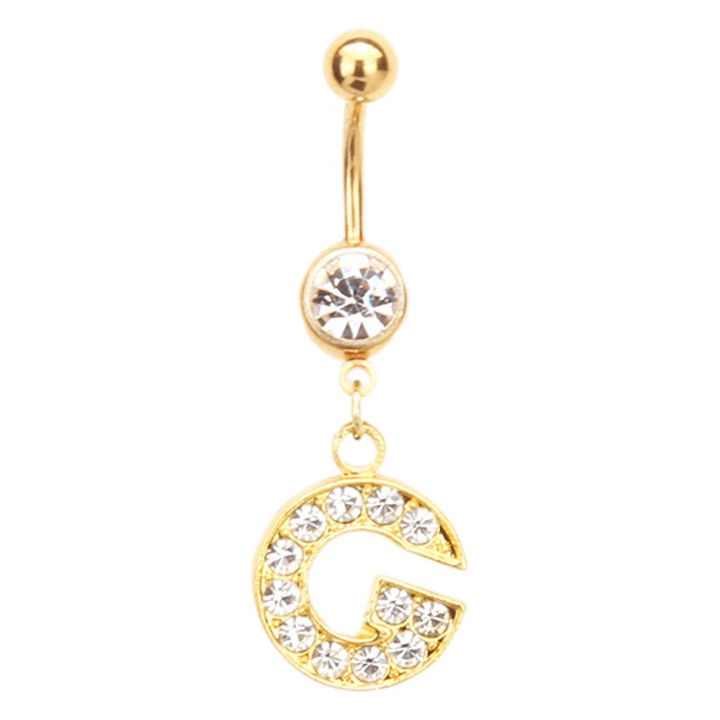 Oro letras inglesas A- Z anti-alergia cuerpo piercing joyería de las mujeres ombligo clavo ombligo anillo AliExpress deseo