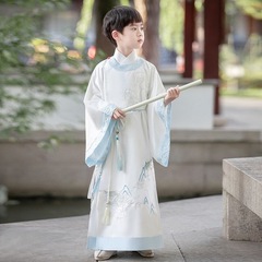 2025新型子供漢服春男児国風古着宋製薄手刺繍男児漢服演出服