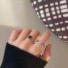 Black brand ring, Korean style, simple and elegant design, on index finger