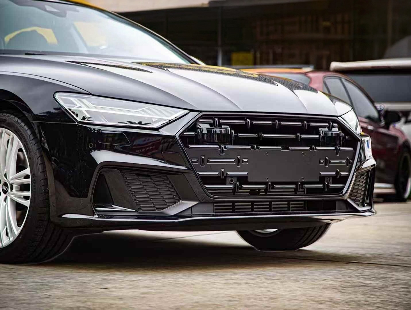 19-26 models suitable for Audi A7/A7l upgrade and modification: fog light frame, wind deflector, fender trim, front grille, and honeycomb design