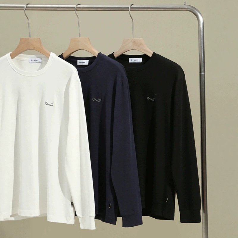 Devil's Eye! Black label copper ammonia water-soft cotton! Autumn men's export 320g round neck long-sleeve T-shirt base layer