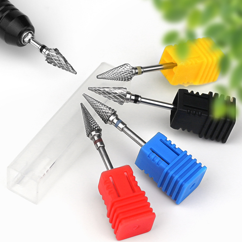 Transfronterizo nuevo arte de uñas de tungsteno de acero cabeza de molienda de tungsteno cono eléctrico herramienta de pulido en stock