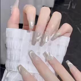 Tiktok mejor vendido diamante pieza de uñas arte de uñas parche de uñas falso avanzado desgaste hecho a mano de uñas producto terminado largo al por mayor