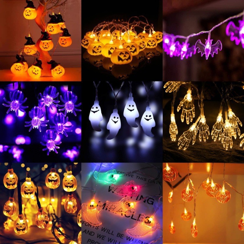 Ventas transfronterizas de Halloween calabaza cabeza fantasma blanco murciélago púrpura fantasma mano lámpara de decoración festiva lámpara de color temática