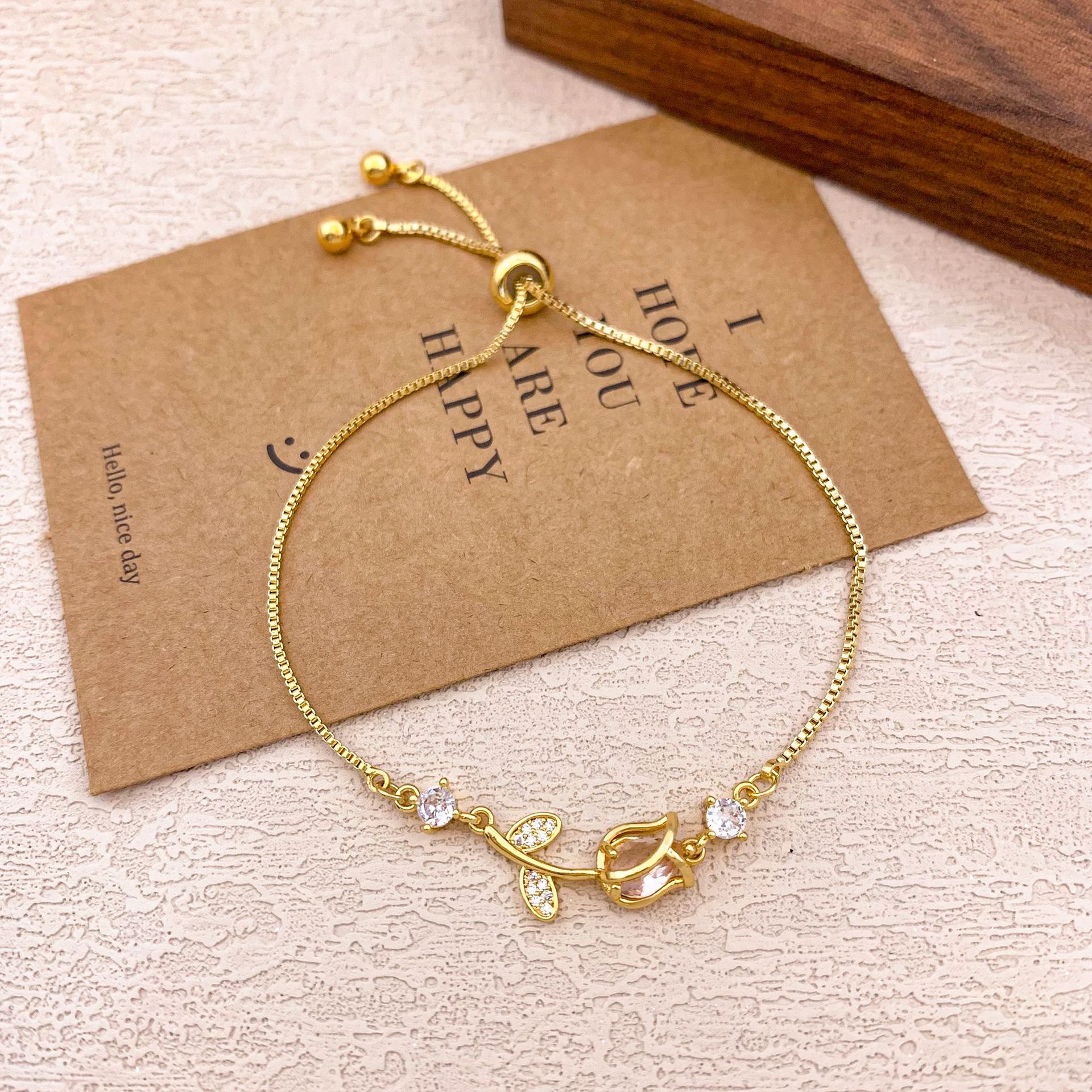 Pulseras transfronterizas nuevas pulseras ajustables de rosa de tulipas nicho de moda femenina, regalo de cumpleaños para amigos.