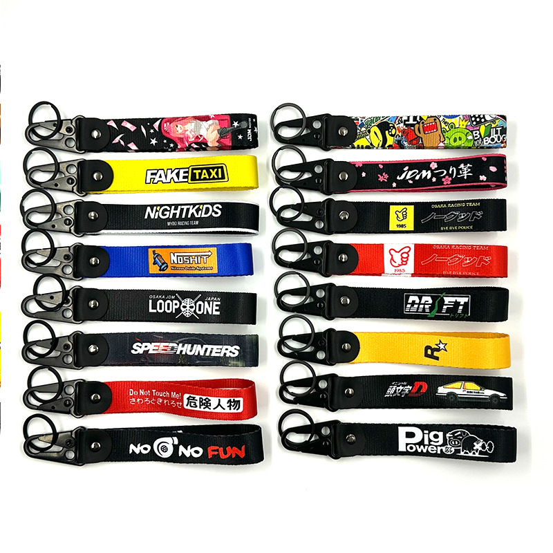 Car modification culture jdm digital print eagle buckle animation locomotive key chain bag pendant key ring ribbon