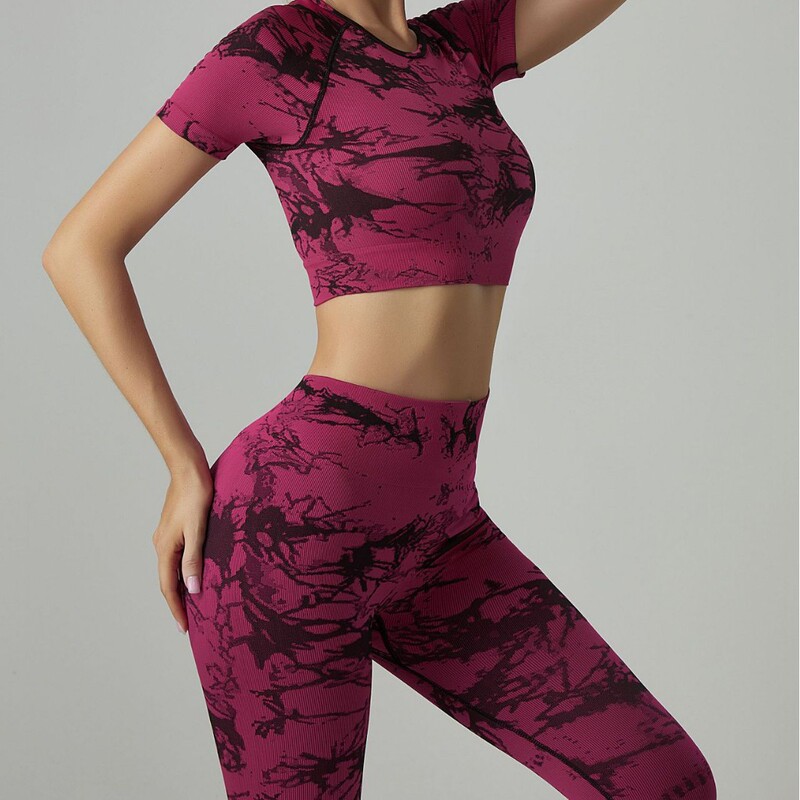 Cross-Border Tk Seamless Tie-Dye Printed Yoga Clothing Set Beautiful Back Sports Bra Women's Quick-Drying Fitness Clothing with Chest Pad Cross-Border Tk Seamless Tie-Dye Printed Yoga Clothing Set Beautiful Back Sports Bra Women's Quick-Drying Fitness Clothing with Chest Pad