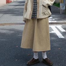 杏仁和摩卡日系秋冬复古灯芯绒半身裙女宽松显瘦高腰a字裙伞裙