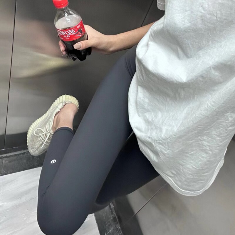 Lulu Original Label Nine-Point Pants Without Awkward Lines, Shark Pants with a Naked Feel, Yoga Sports High-Waisted Butt-Lifting Tight-Fitting Style with Calf Markings