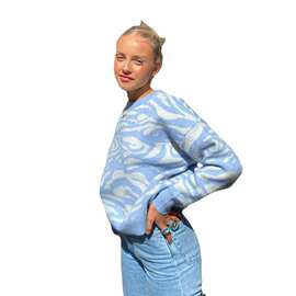 跨境亚马逊速卖通新款外贸热销Knitted Sweater Loose Fit Long S