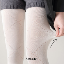 AMUSIVE奶白色连裤袜女春夏抗起球高弹力显瘦菱形网红深灰色ins风