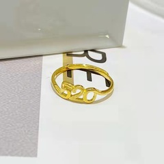 Overseas Sand Gold 520 Open Couple Ring Brass Plated Gold 520 Valentine's Day Couple Ring Gift for Girlfriend