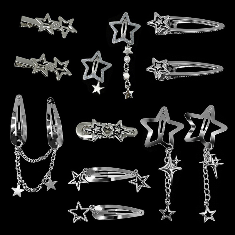 Bb Hair Clip Chain Street Style Punk Silver Heavy Metal Alloy Pendant Gothic Wholesale Unique Niche Y2K Bb Hair Clip Chain Street Style Punk Silver Heavy Metal Alloy Pendant Gothic Wholesale Unique Niche Y2K