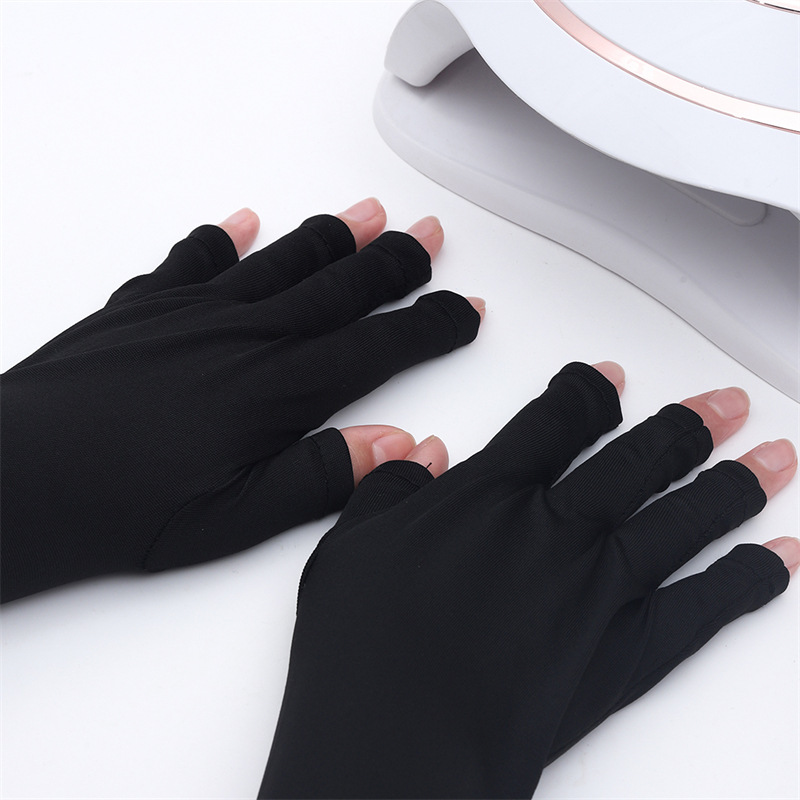 Manicura guantes negros UV a prueba de anti-ennegrecimiento bronceado máquina de fototerapia para hornear lámpara de hornear negro para el bloqueo de los dedos expuestos