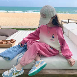 女童套装秋装2024新款儿童小女孩春秋款时髦洋气网红休闲两件套潮