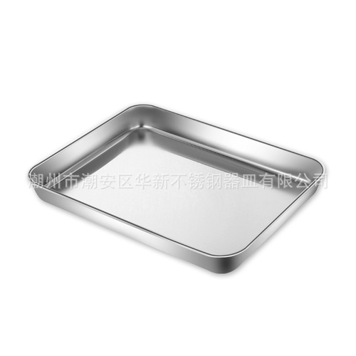 Cross-border 304 stainless steel steamed rice noodle plate square plate barbecue plate tray baking plate rectangular flat household plate