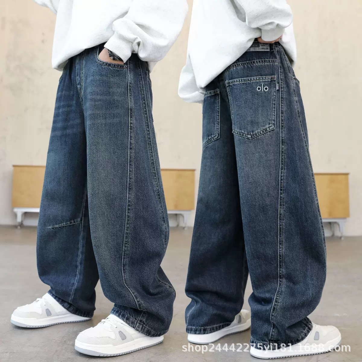 Boys' Spring and Autumn Jeans 2026 New Style Long Pants Loose Fit for Medium and Large Children, Trendy Casual Pants with Tapered Legs