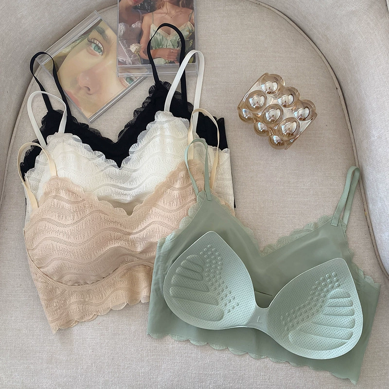 Summer underwear, supporting wireless bra, lace breast tightener, beautiful back