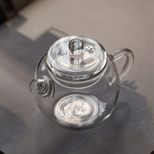 Small glass pot, small giant wheel, health-preserving teapot, heat-resistant glass mini teapot with lid, Kung Fu transparent hand-held pot