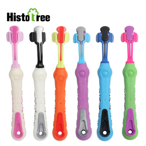 Pet Toothbrush Dog Toothbrush Plastic Dog Toothbrush Oral Cleaning Three Sides Three Heads Toothbrush Pet Supplies Wholesale