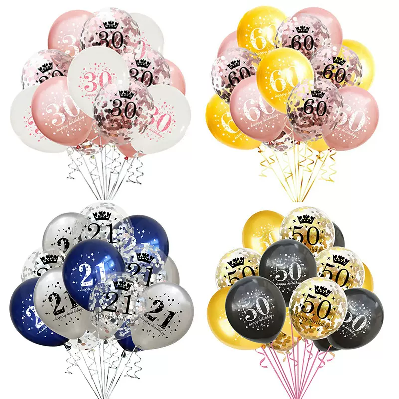 亚马逊16 18 30 40 50 60周岁气球纸屑套装组合 成人生日派对装饰