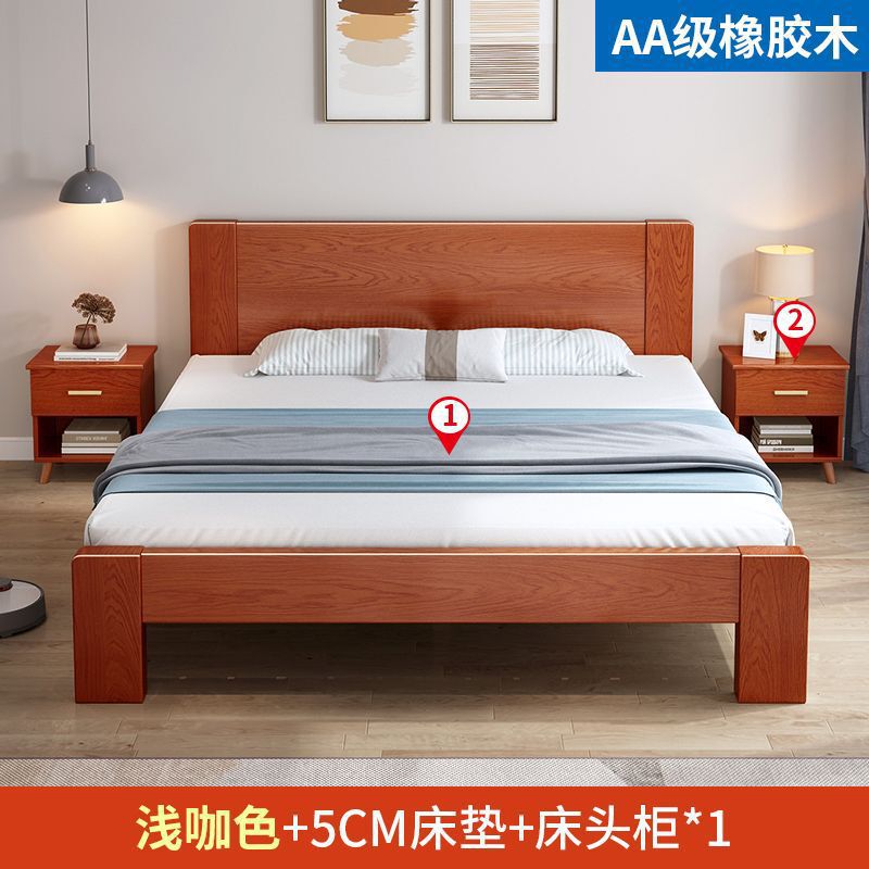 無垢材ベッド ラバーウッドベッド ダブル 1.8x2m マスターベッドルーム シングルベッド 安い 経済的なベッド 1.5m 家庭用 1.2m|undefined