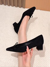 N 77118 Square Toe Bow Heels ��ͷ������߸�Ь ŷ���羳