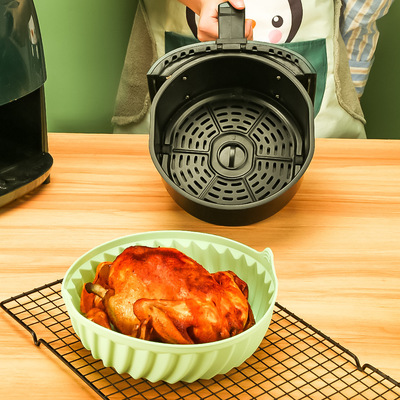 定制空气炸锅硅胶烤盘圆形蛋糕模具空气炸锅烤盘烤盘硅胶炸锅垫|ru