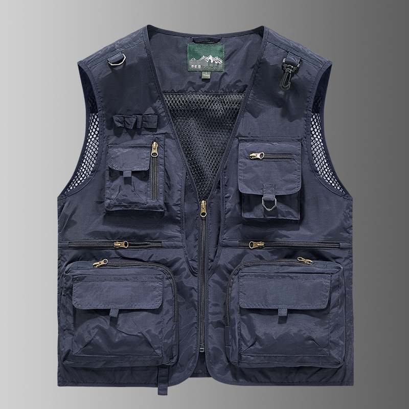 Función de montaña de alta gama para exteriores Chaleco de chaleco multibolsillo Chaleco para fotógrafo de pesca para hombre Chaleco de herramientas personalizado