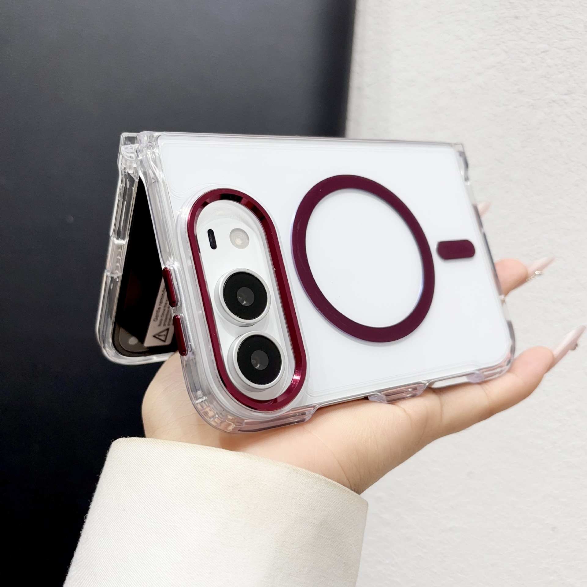 Funda Magnética para Celular Plegable iPhone Duo 18 Duo de Acrílico Transparente Anti-caídas