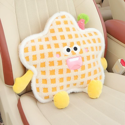 Car Headrest and Lumbar Support Set, Waist support - star-yellow-waist-support