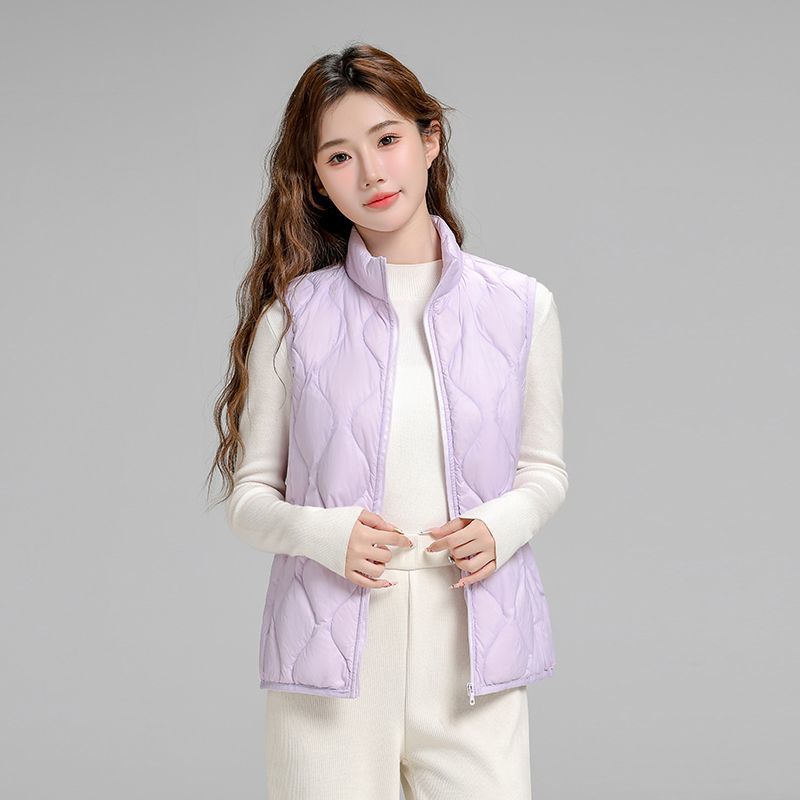 Chaqueta de plumón casual ligera de mujer moda polifacética blanca ligera caliente invierno y otoño abrigo delgado grande