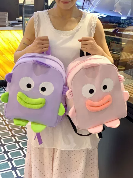 Fashionable nylon quirky casual cute cartoon children's ugly fish backpack, Korean version lightweight female student backpack, trendy and cool