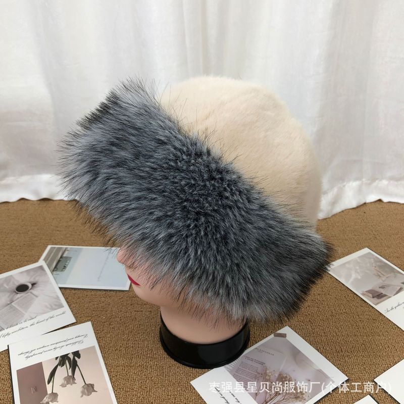 双拼色毛绒帽子蒙古大帽檐秋冬加厚仿貂毛狐狸毛男女帽保暖成人|undefined